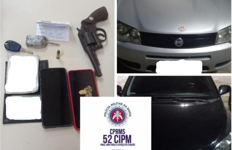 PM apreende arma e recupera dois veículos roubados em Lauro de Freitas