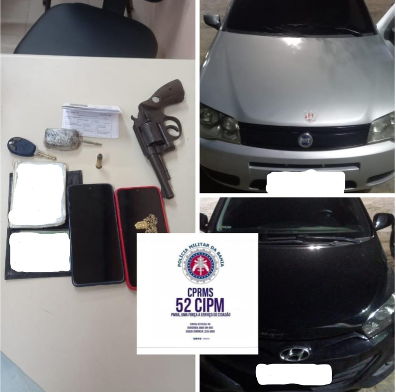 PM apreende arma e recupera dois veículos roubados em Lauro de Freitas