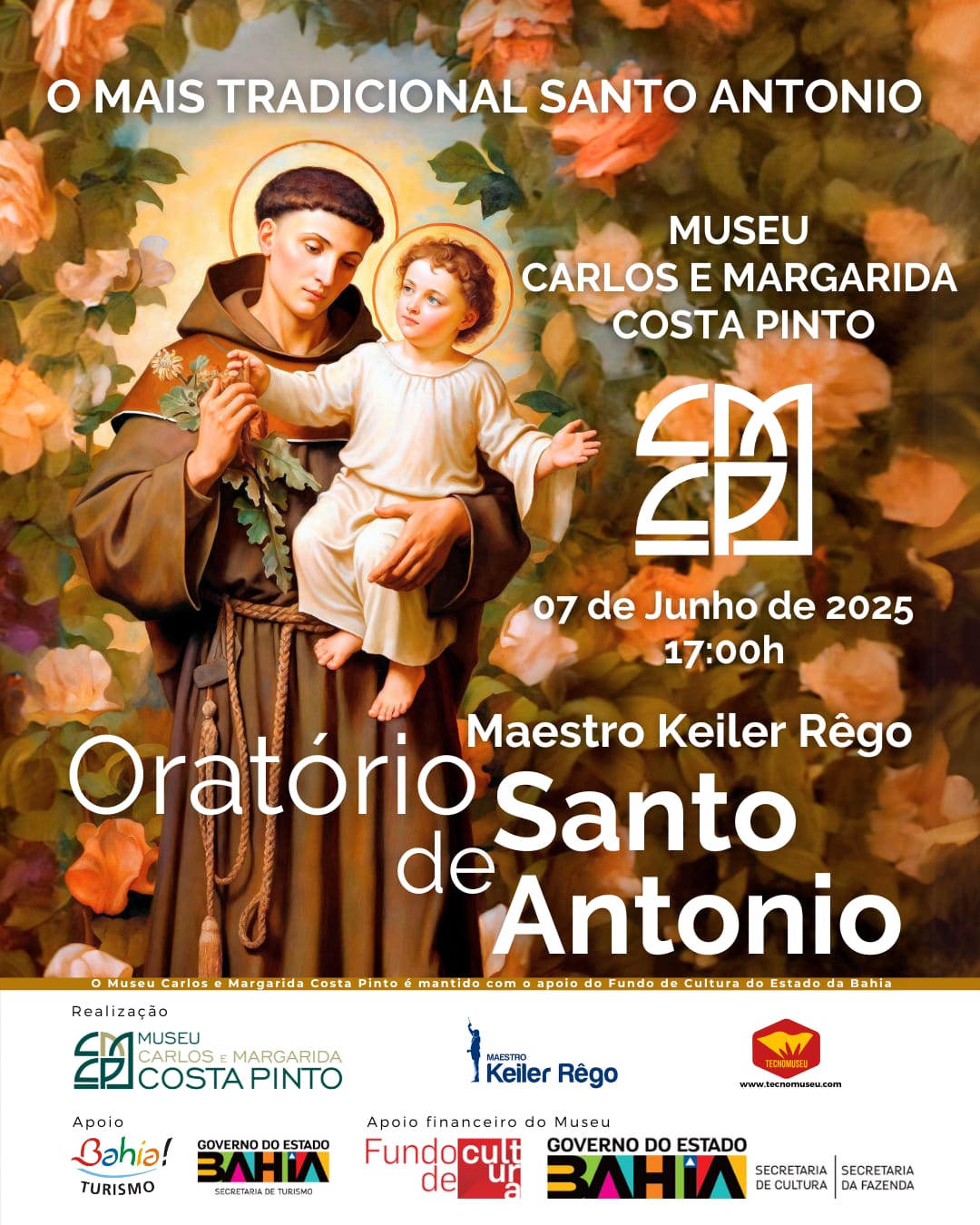 Museu Carlos e Margarida Costa Pinto celebra Santo Antônio com espetáculo musical gratuito nesse sábado (07)